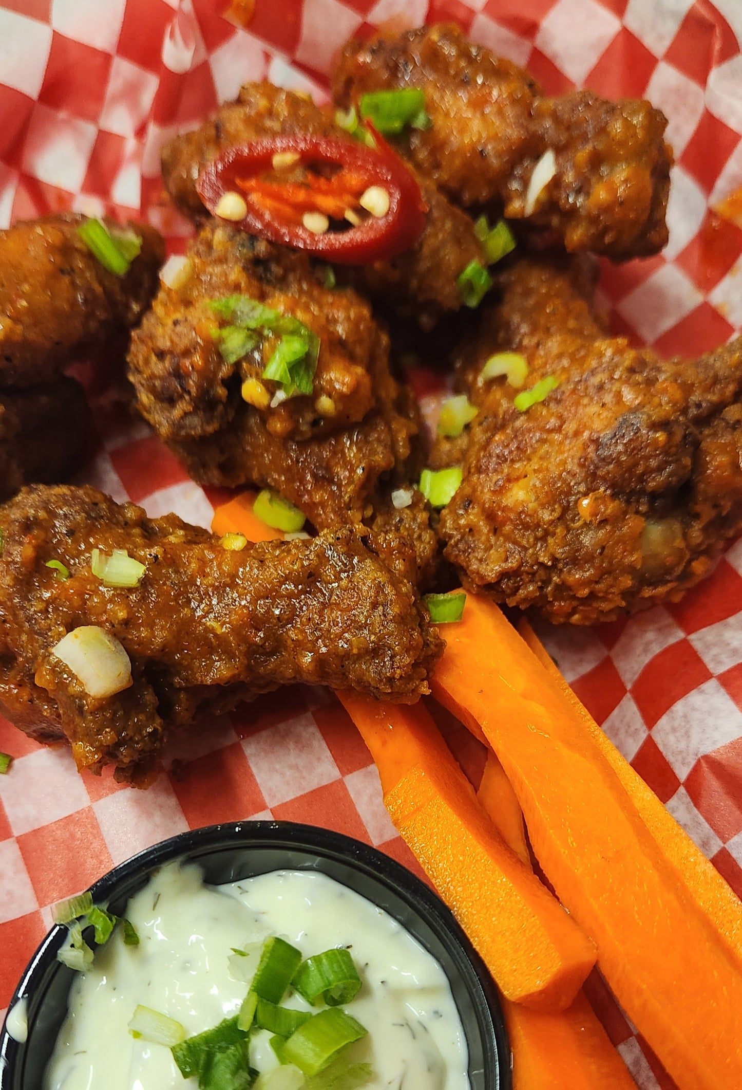 The 'Washed Up' - 6 LB's Wings + Caesar Salad + Trio Fries, Onion Rings + Sweet Potato Fries